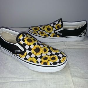Vans Customized Men’s Sunflower Checked Slip Ons